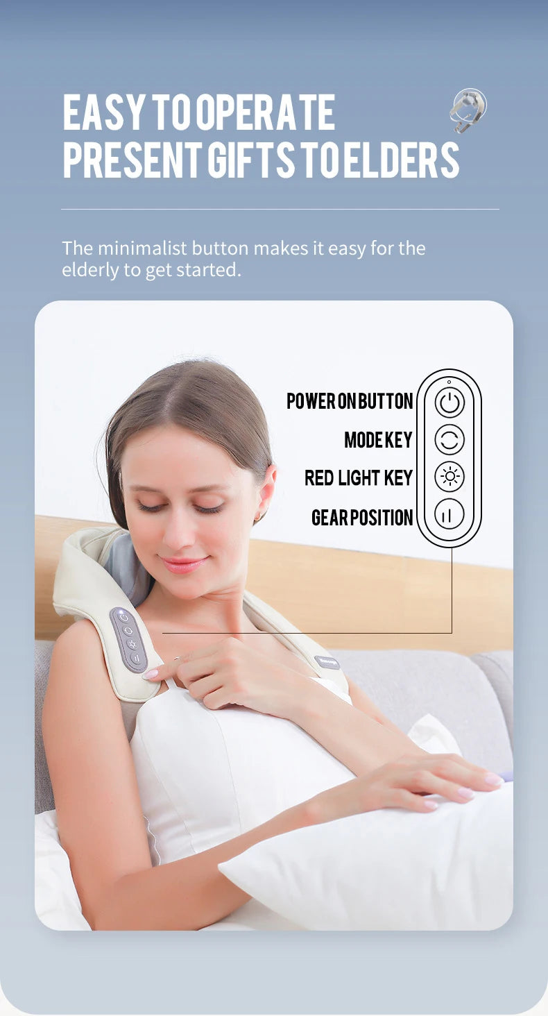 Foreverlily 26W Brushless Motor Neck And Shoulder Massager Wireless Shoulder And Back Kneading Massage Shawl Neck masajeador