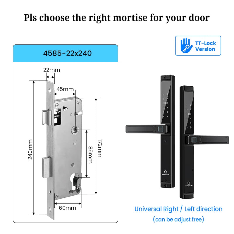 Waterproof Double-sided Gate Lock Fingerprint Lock APP RFID Code Keyless Smart Lock Electronic Door Lock for Aluminum Door/Iron