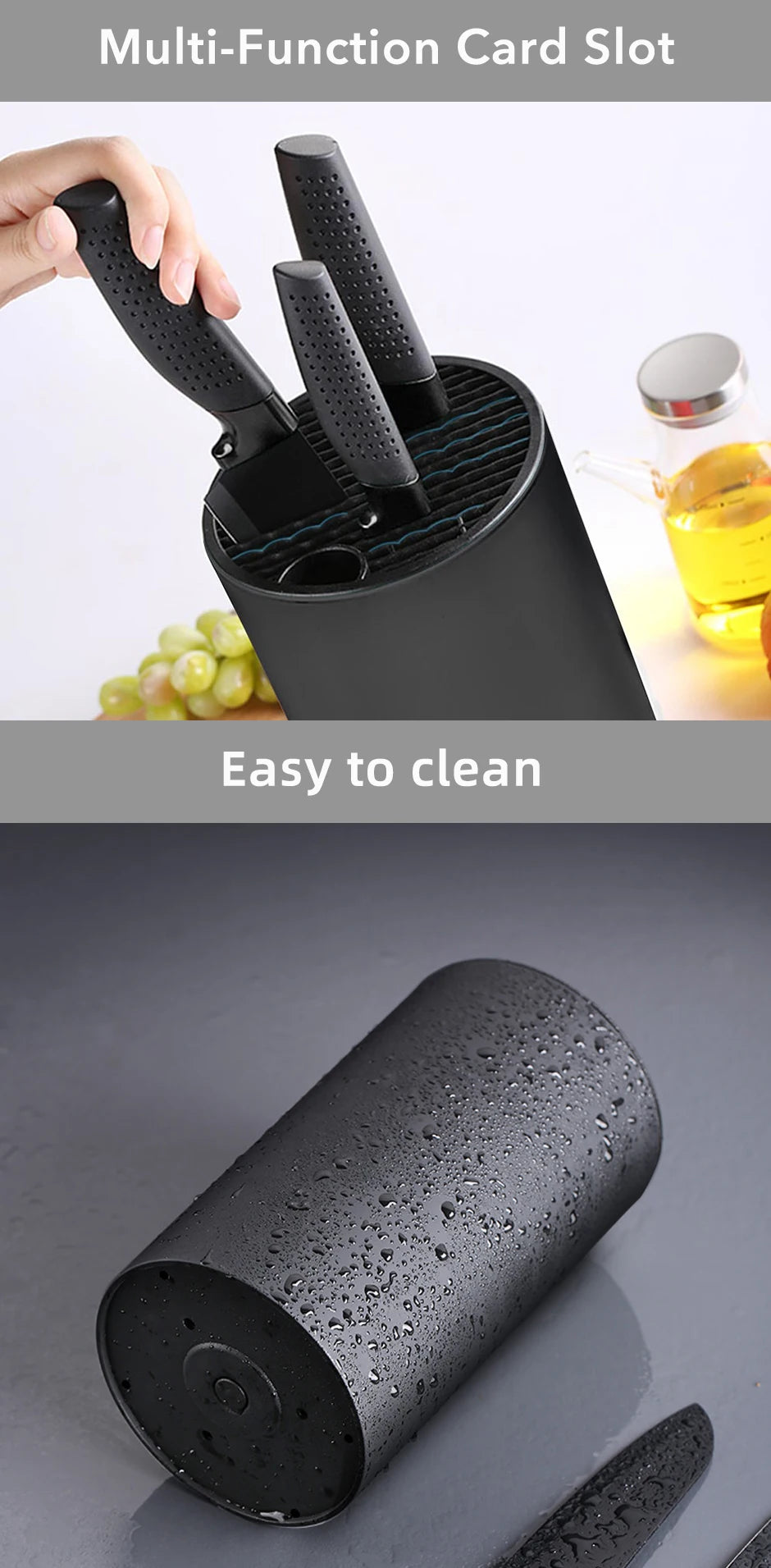 Kitchen Accessories 8.8 inch Kitchen Knife Holder Drainable Chef Knife Stand Plastic Knife Holder Bucket Kitchen Storage Tools