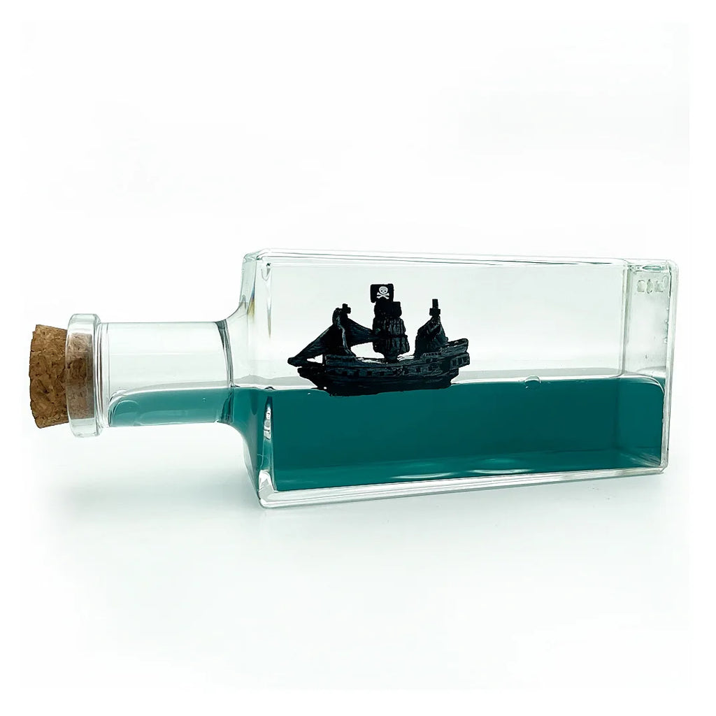 Black Pearl Ghost Cruise Ship Drift Bottle Fluid Hourglass Floating Boat Office Desktop Ornament Home Decor Decompression Gifts