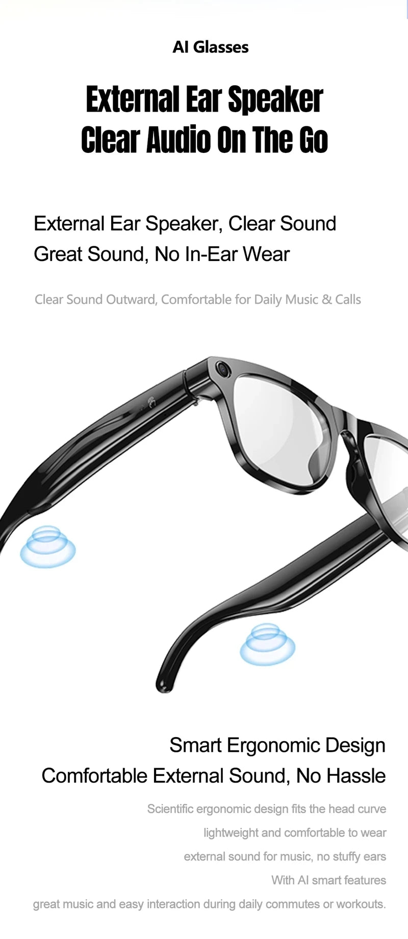 OPPO 6K AI Smart Glasses 800W Pixel Photochromic Multifunction Bluetooth HD Call Voice Assistant Stereo Music Player Translate
