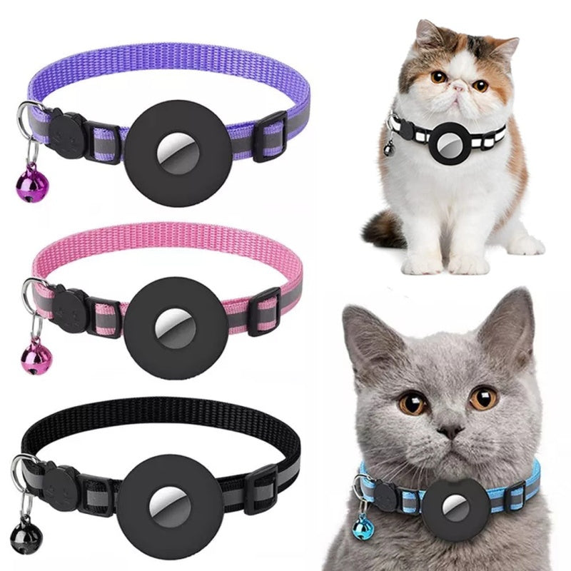 Waterproof Reflective Pet Collar with AirTag Case – Nylon Adjustable Collar for Cats & Dogs