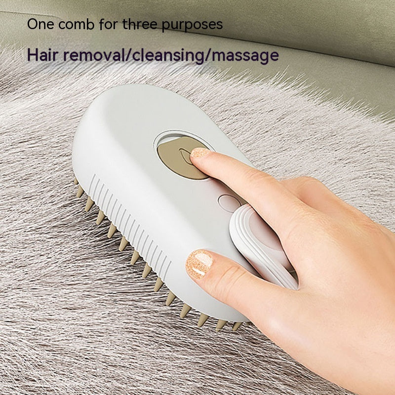Electric Steam Pet Brush – 3-in-1 Cat & Dog Grooming Comb with Spray, Massage & Hair Removal