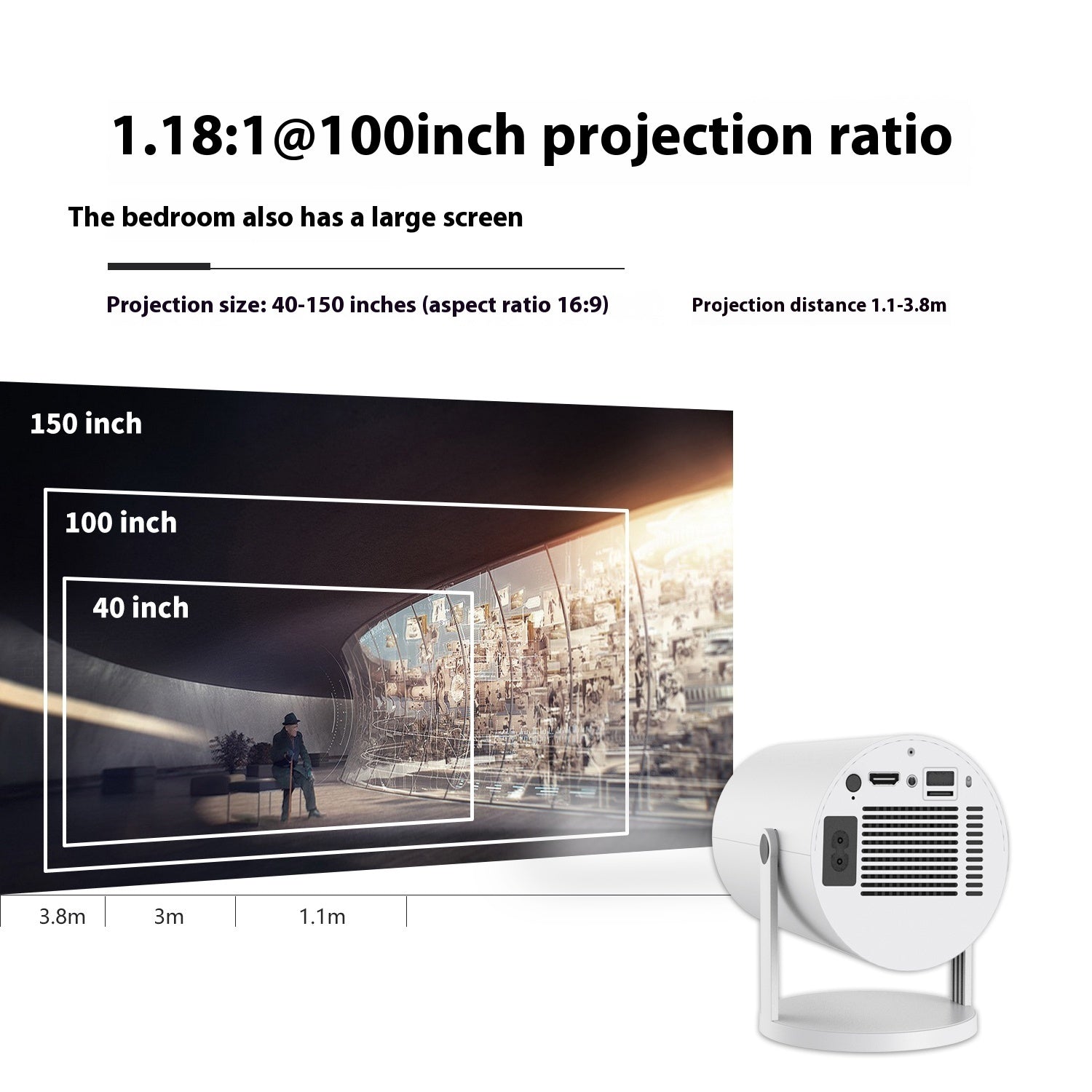 Portable Mini Projector – 180° Adjustable Home Video Projector with Automatic Focus