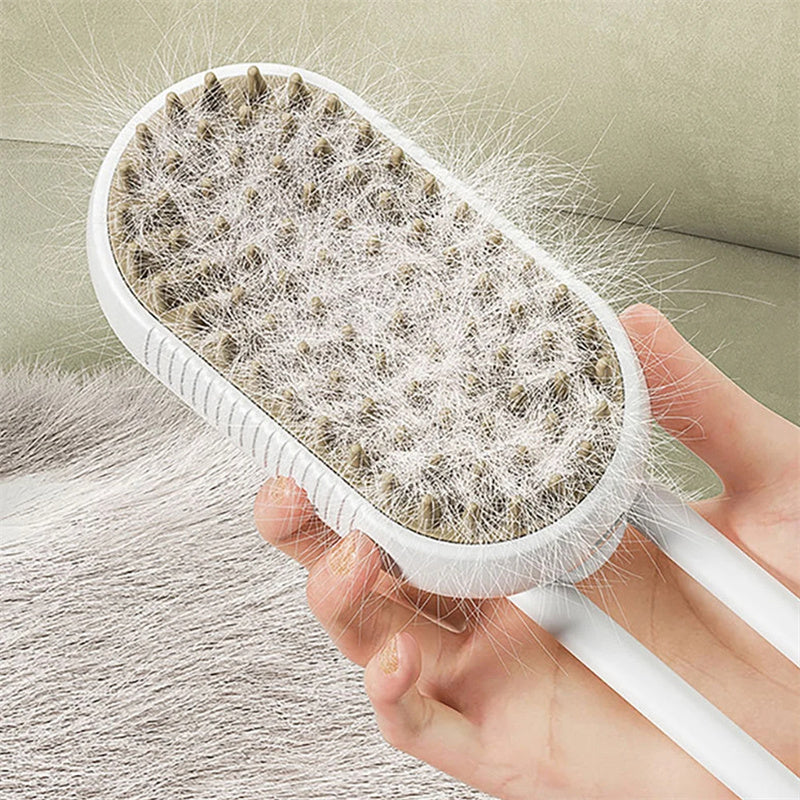 Electric Steam Pet Brush – 3-in-1 Cat & Dog Grooming Comb with Spray, Massage & Hair Removal