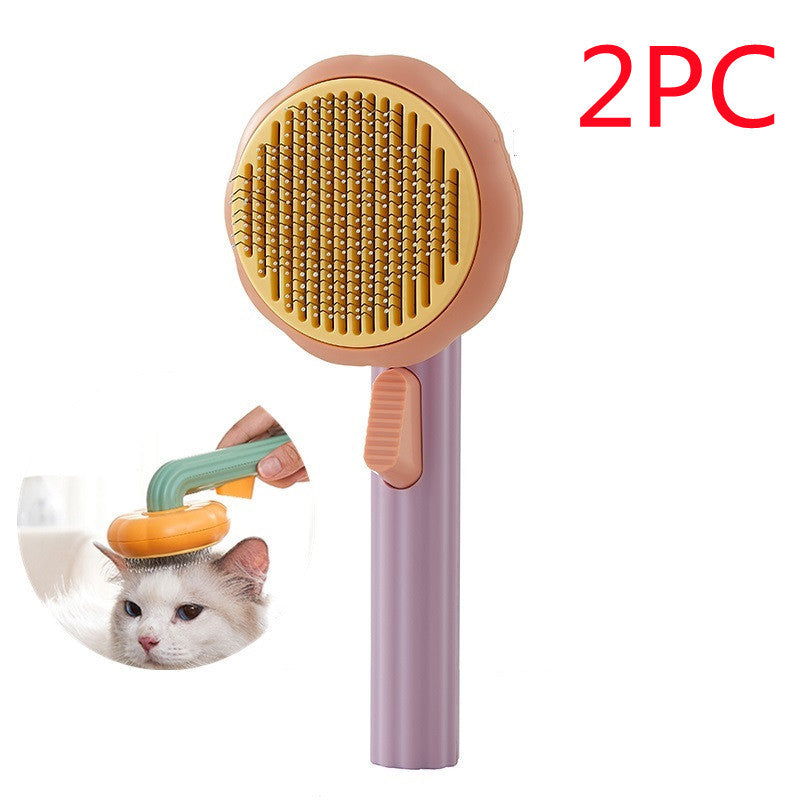 Self-Cleaning Cat Brush – Handheld Steel Wire Comb for Easy Hair Removal