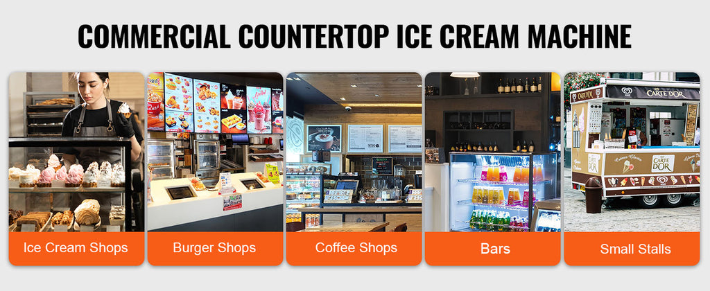 SucceBuy Commercial Ice Cream MachineSingle Flavor Countertop Soft Serve Ice Cream Maker Touch Screen Auto Clean Pre-cooling