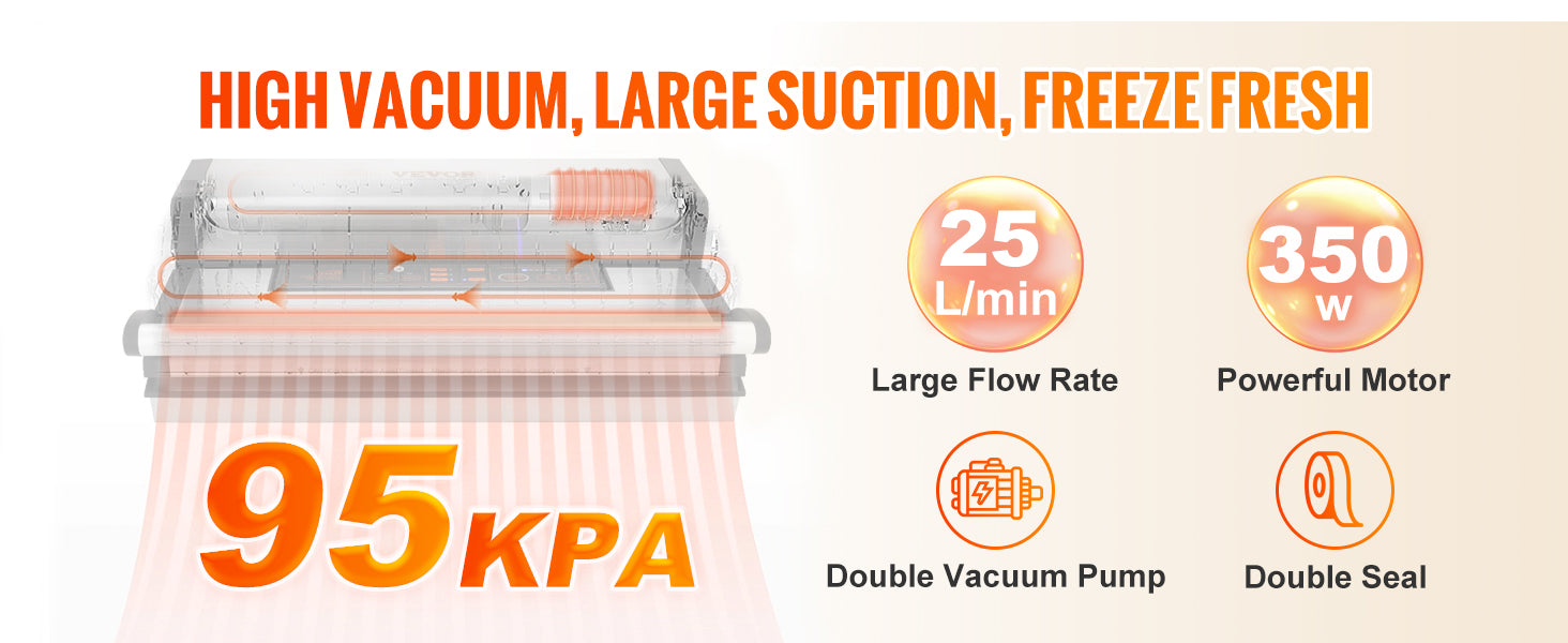 SucceBuy Commercial Vacuum Sealer Machine Multifunction Automatic Food Packaging with Bag Roll Storage Cutter for Home Kitchen