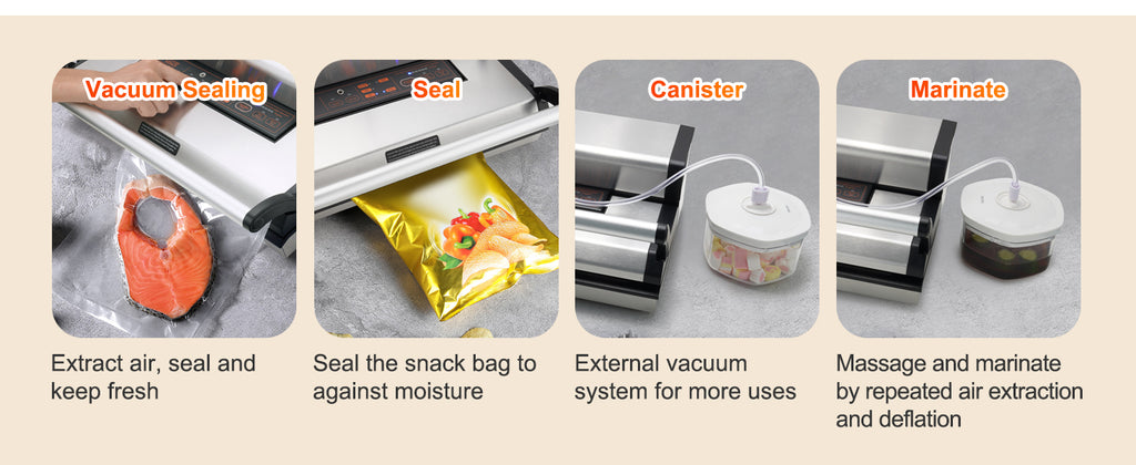 SucceBuy Commercial Vacuum Sealer Machine Multifunction Automatic Food Packaging with Bag Roll Storage Cutter for Home Kitchen