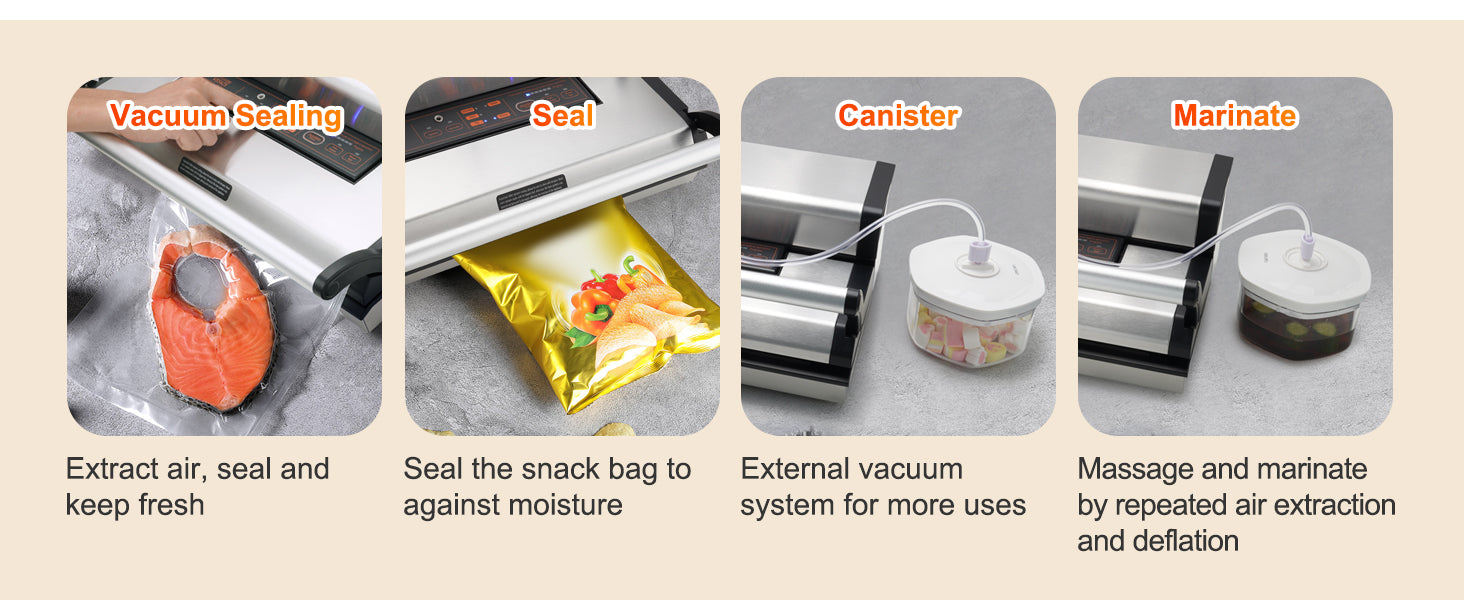 SucceBuy Commercial Vacuum Sealer Machine Multifunction Automatic Food Packaging with Bag Roll Storage Cutter for Home Kitchen